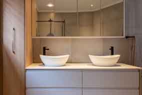 BATHROOM-CABINETS_Related-services6 Double bathroom cabinets with vessel sinks and mirrors
